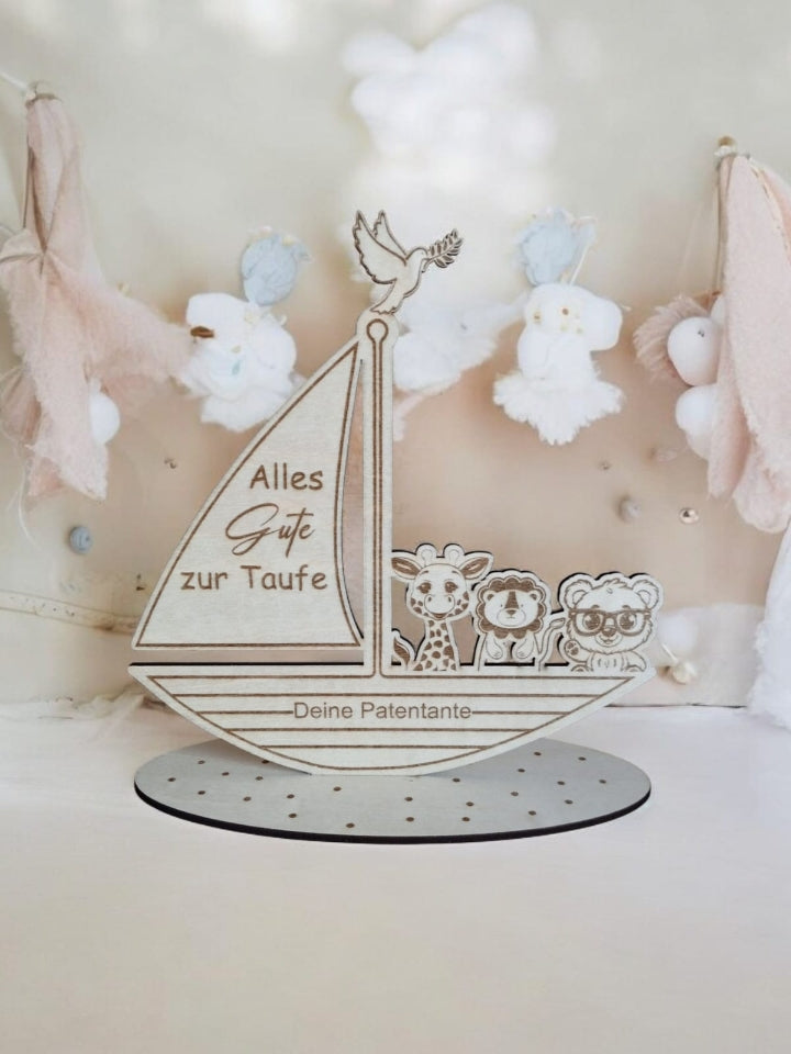Taufgeschenk " Boot mit Tieren"