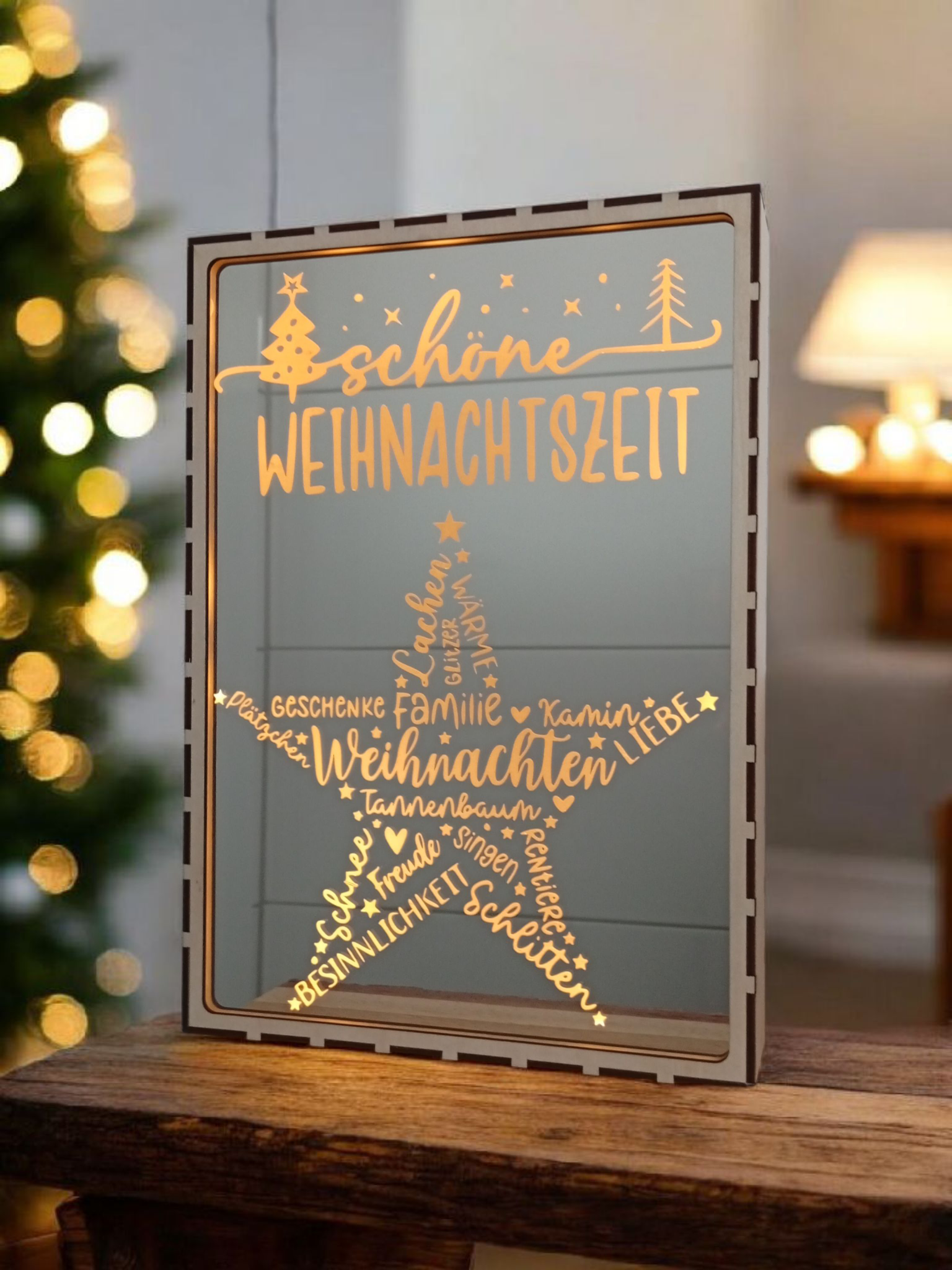 DIN A4 Spiegel mit Weihnachtsmotiv