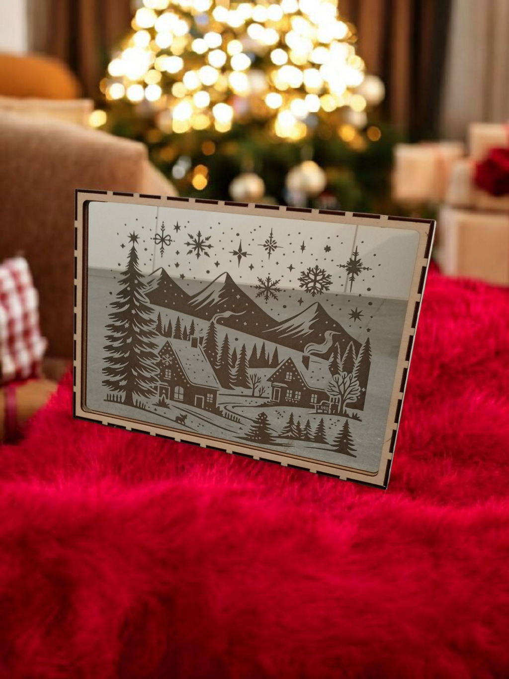 DIN A4 Spiegel mit Wintermotiv