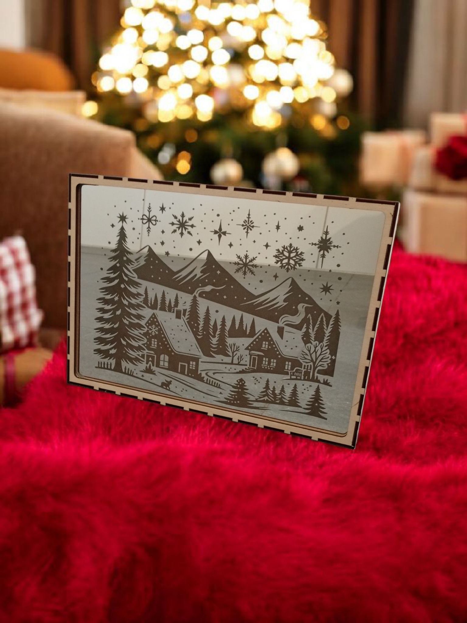 DIN A4 Spiegel mit Wintermotiv