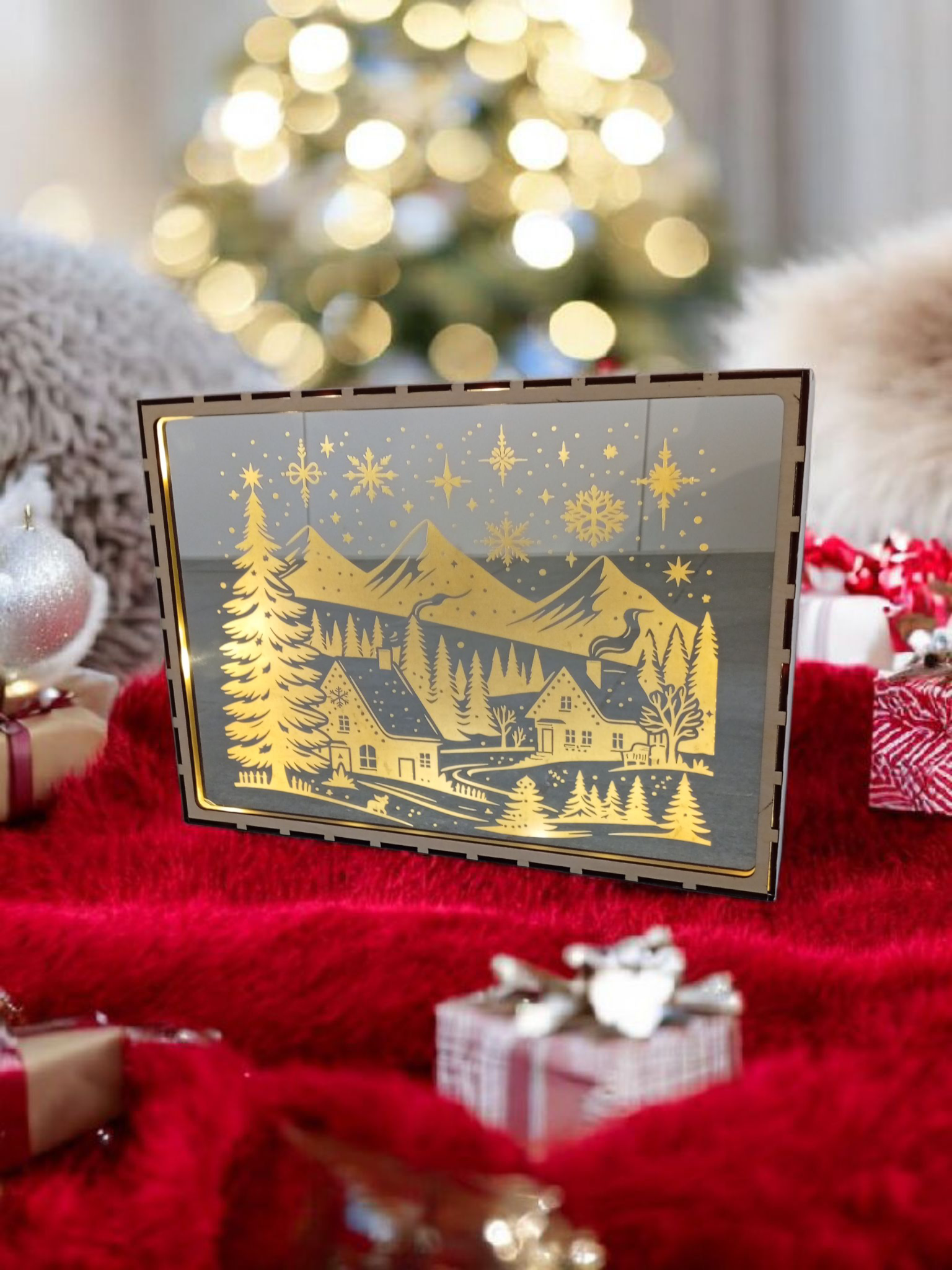 DIN A4 Spiegel mit Wintermotiv