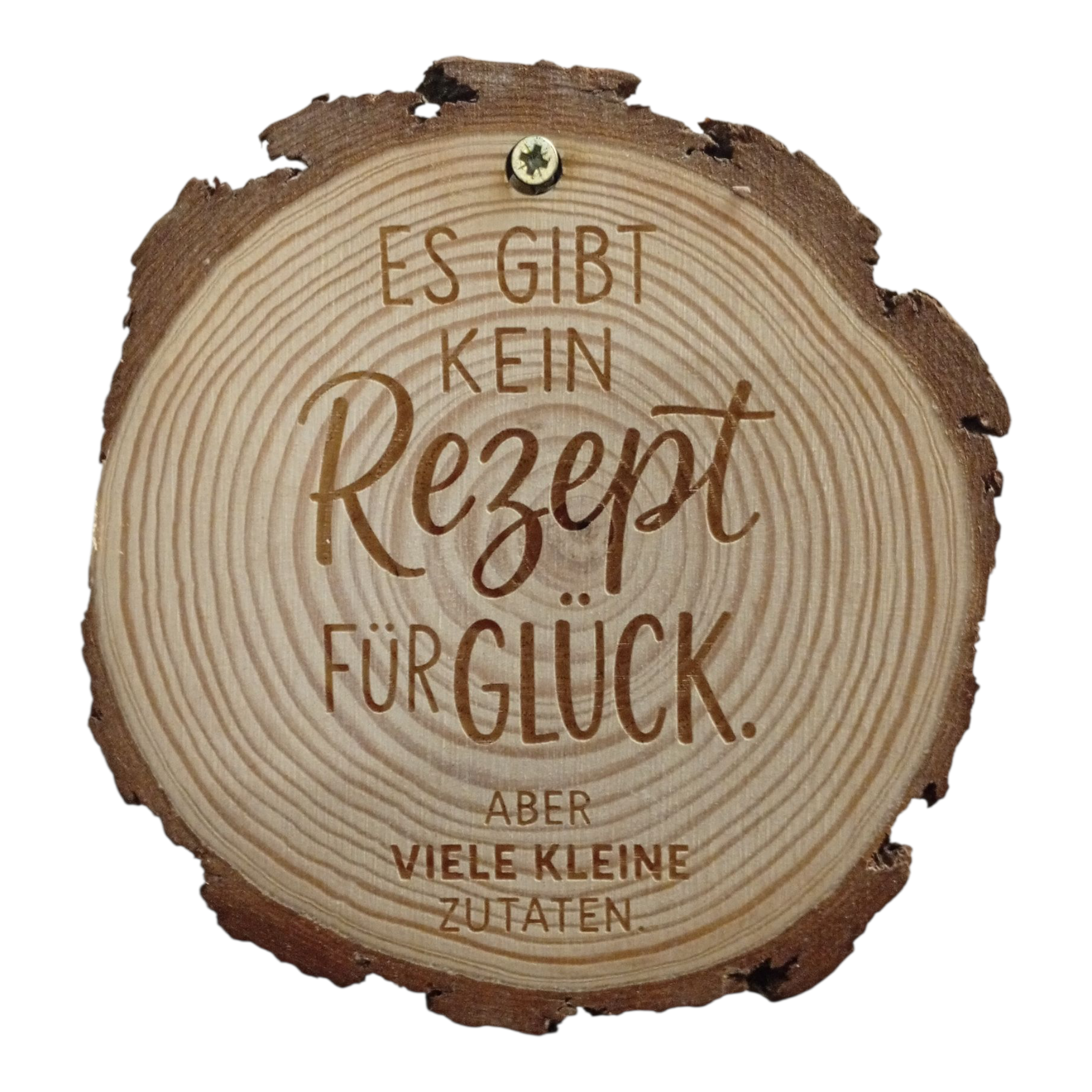 Holzscheibe Kiefer graviert