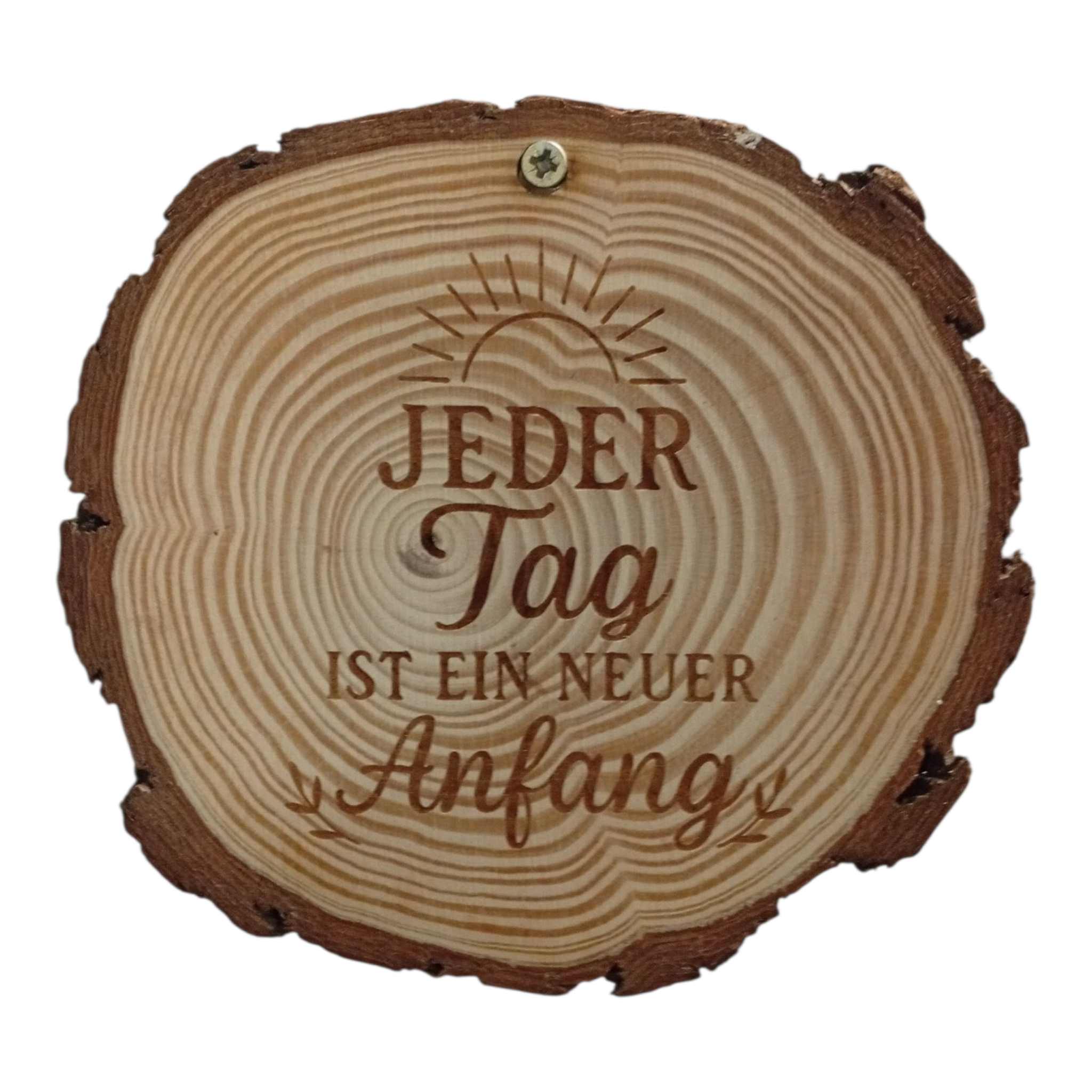 Holzscheibe Kiefer graviert